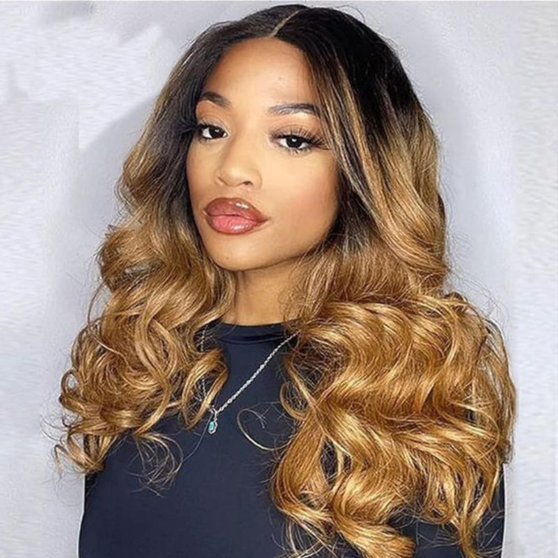 Glueless #T1B/27 Ombre V Part Wig No Leave Out Beginner Friendly Upgrade U Part Wig