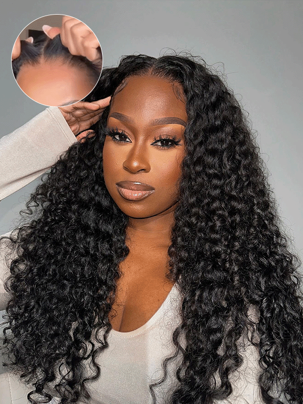 Glueless Water Wave HD 7x6 Lace Closure Wig 100% Human Hair