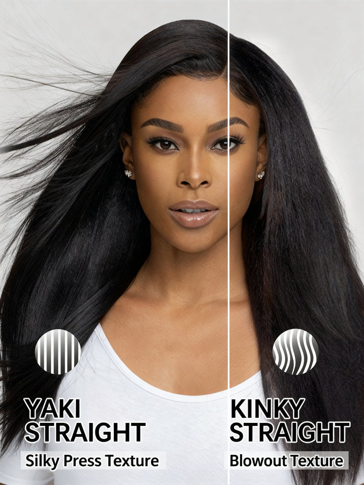 Glueless 13x6 PreMax Wig Kinky Straight Lace Closure Wig Silky Press Yaki Straight Pre Bleached Human Hair Wig