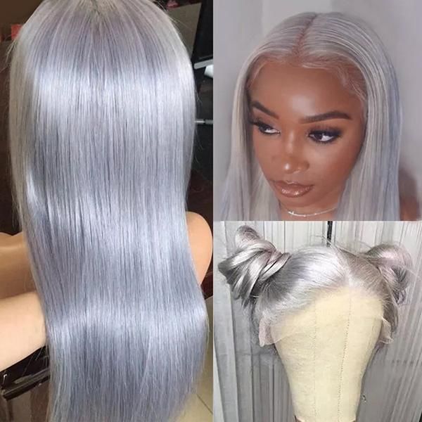 Grey Straight/Body Wave 13x6 Transparent Lace Wig 100% Virgin Human Hair