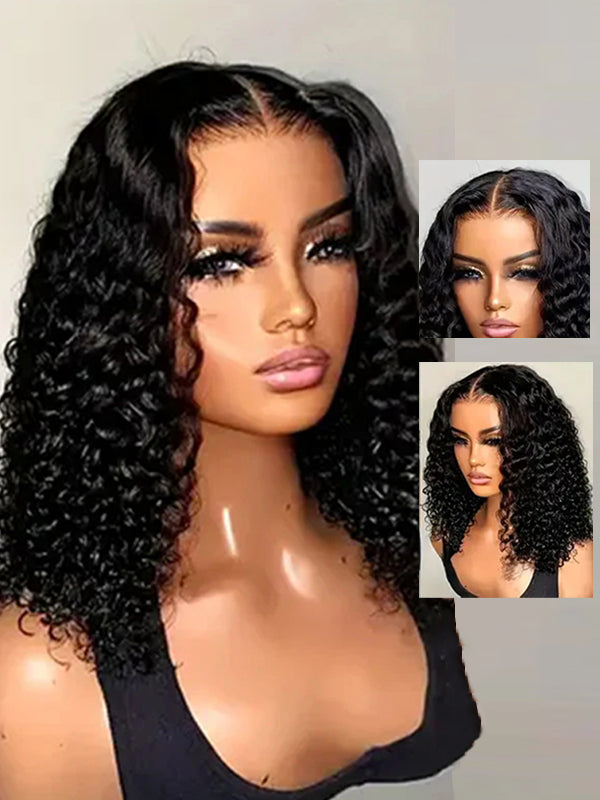 Perruques en cheveux humains bouclés birmans sans colle avec bonnet invisible et cordon de serrage