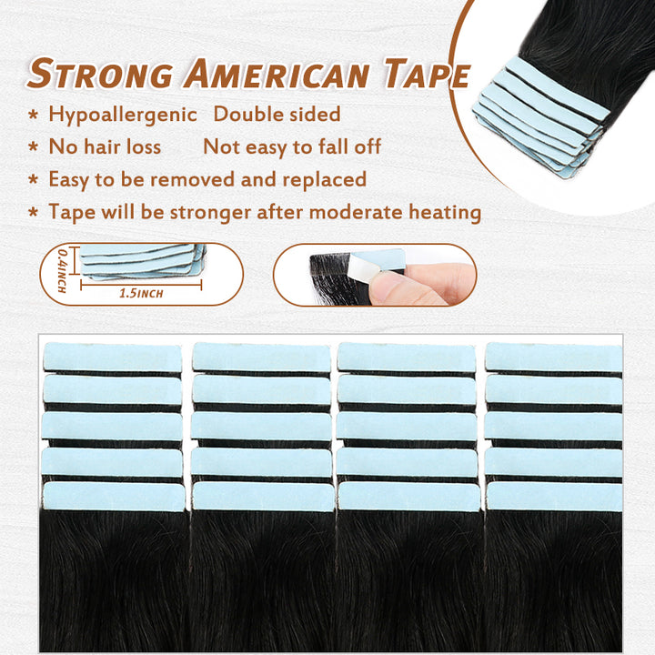 Handtied Tape in Extensions 20Pcs 50g/Pack Invisible Straight PU Injection Tape ins Human Hair Extensions