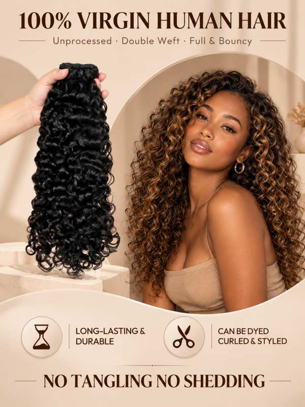 Indian Curly Bundles Deal CheetahBeauty 100% Virgin Human Hair Weave