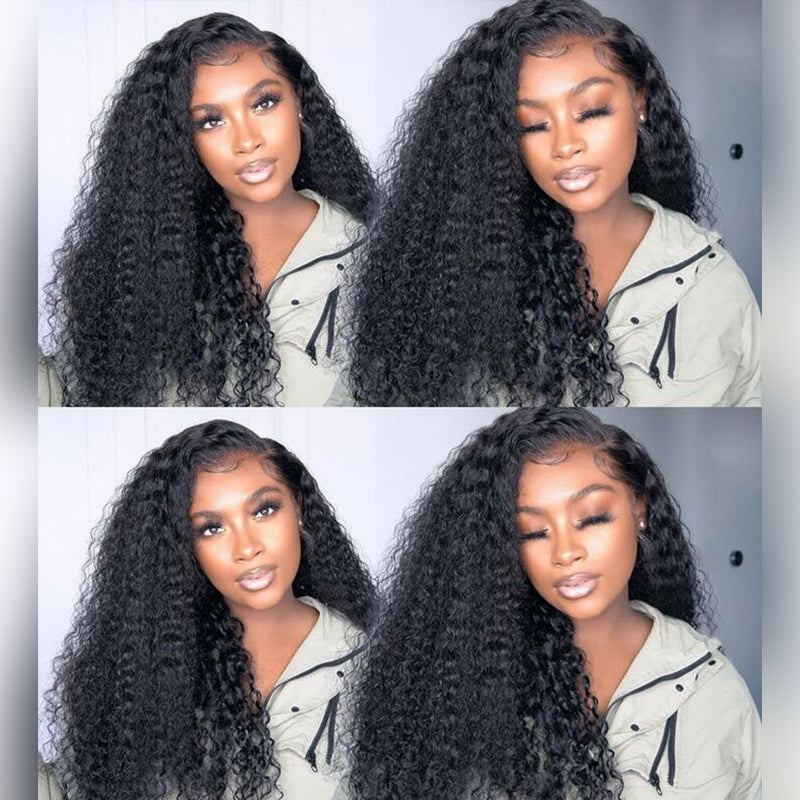 Jerry Curly 3C Wigs 250% Full Frontal Lace Wigs 3C 3B Natural Black Human Hair Wigs