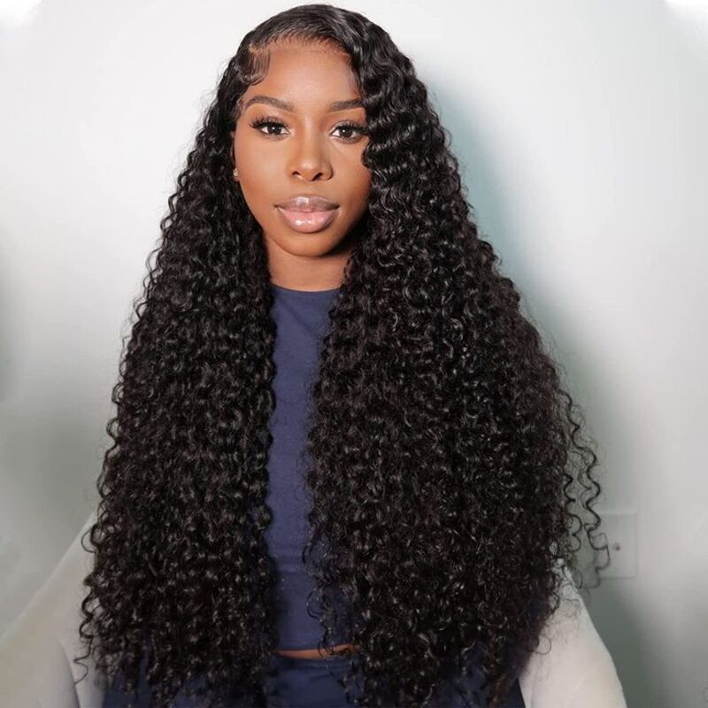 Jerry Curly 3C Wigs 250% Full Frontal Lace Wigs 3C 3B Natural Black Human Hair Wigs