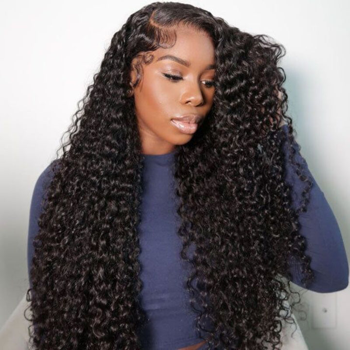 Glueless 3B/3C Jerry Curly Wigs Lace Closure Coily Wig Pre Bleached Human Hair Wig