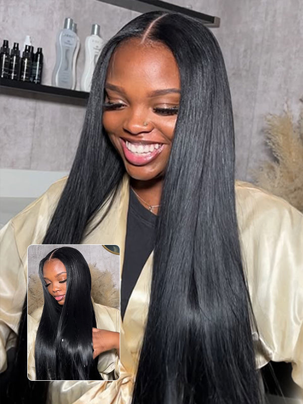 7x6 PreMax Wigs | HD Lace #1 Jet Black Balayage Tiny Knots Glueless Wig Super Natural Hairline