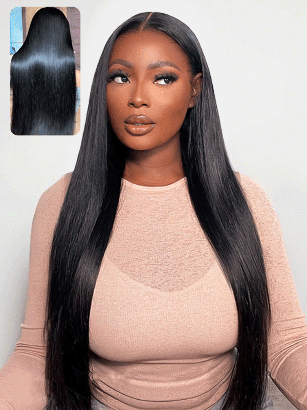 7x6 PreMax Wigs | HD Lace #1 Jet Black Balayage Tiny Knots Glueless Wig Super Natural Hairline