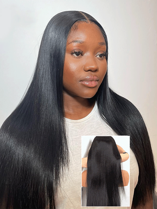 7x6 PreMax Wigs | HD Lace #1 Jet Black Balayage Tiny Knots Glueless Wig Super Natural Hairline