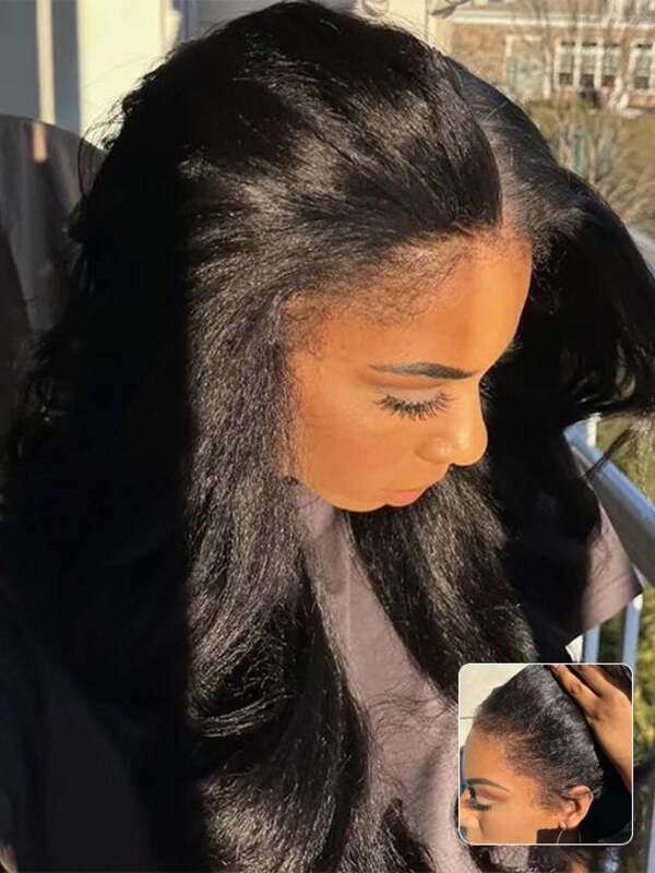 4C Curly Edges Hairline Kinky Straight 7x6/13x6 Glueless Lace Frontal Wigs With Baby Hair