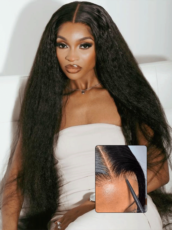 7x6 PreMax Wigs | Kinky Straight Tiny Knots Glueless 7x6 HD Lace Wig Super Natural Hairline