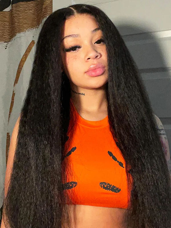 7x6 PreMax Wigs | Kinky Straight Tiny Knots Glueless 7x6 HD Lace Wig Super Natural Hairline