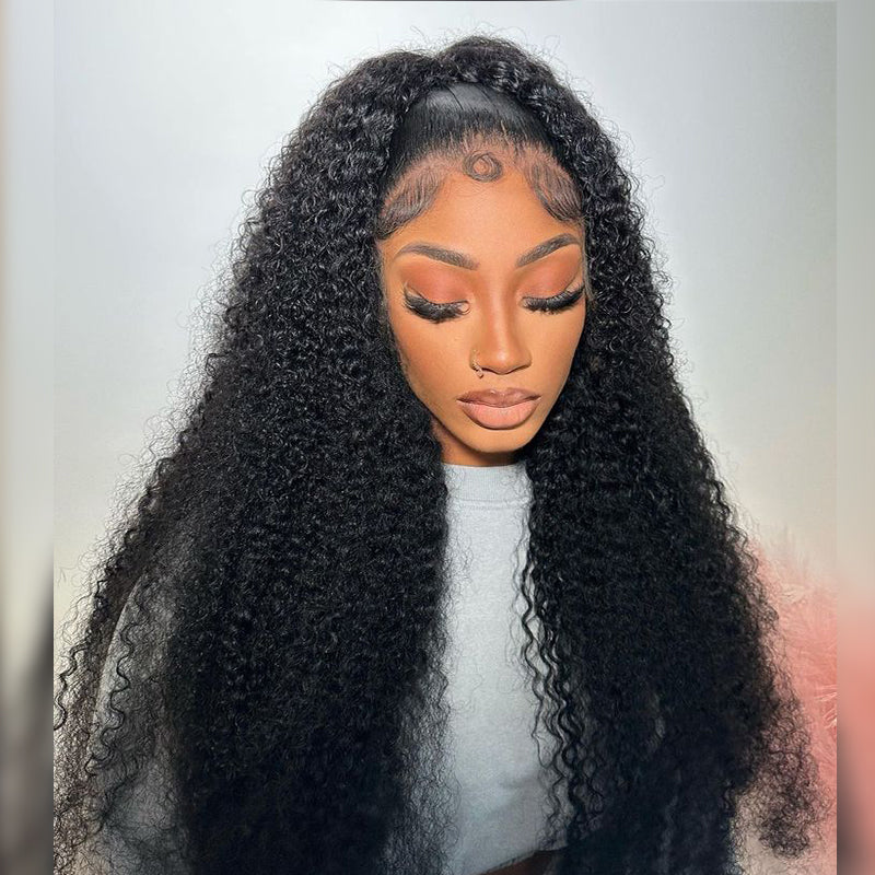 Glueless 4A/4B Afro Kinky Coily Lace Closure Wig Kinky Curly Pre Bleached Human Hair Wig