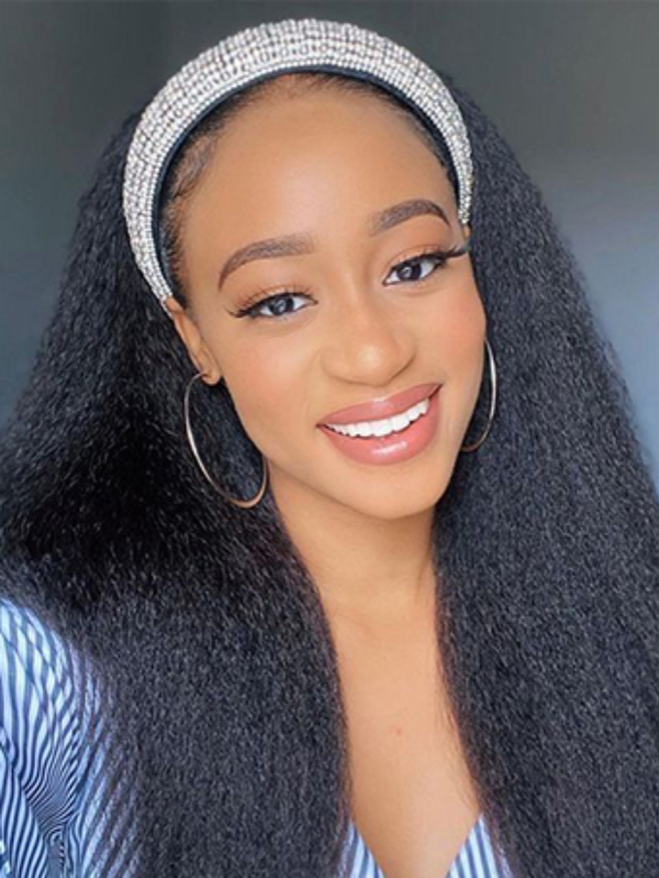 Kinky Straight Headband Wig Cuticle Aligned Yaki Straight Human Hair Wig