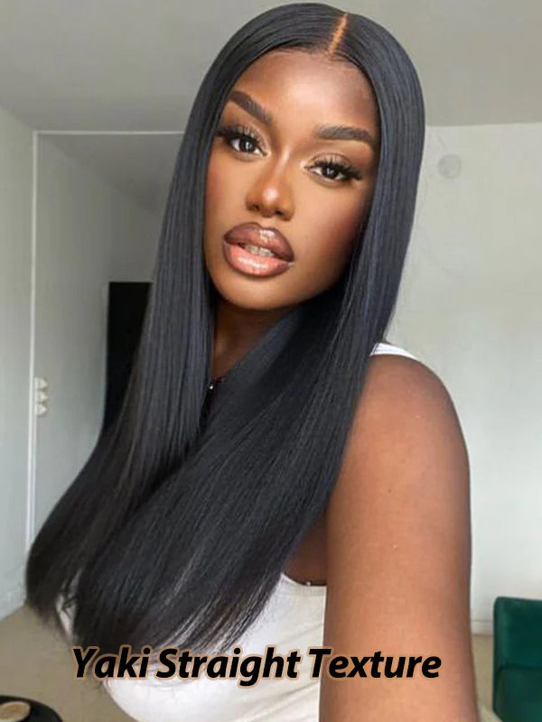 Kinky Straight V Part Wig No Leave Out Upgraded Yaki Straight V Part Wig 100% V Part Human Hair