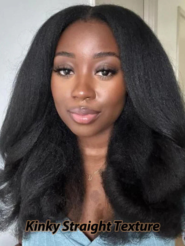Kinky Straight V Part Wig No Leave Out Upgraded Yaki Straight V Part Wig 100% V Part Human Hair