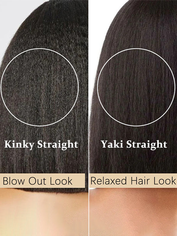 Kinky Straight V Part Wig No Leave Out Upgraded Yaki Straight V Part Wig 100% V Part Human Hair