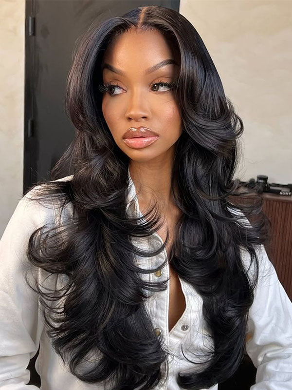Layered Cut Glueless Body Wave 7x6 HD Lace Wig Pre-Everything Human Hair Wigs
