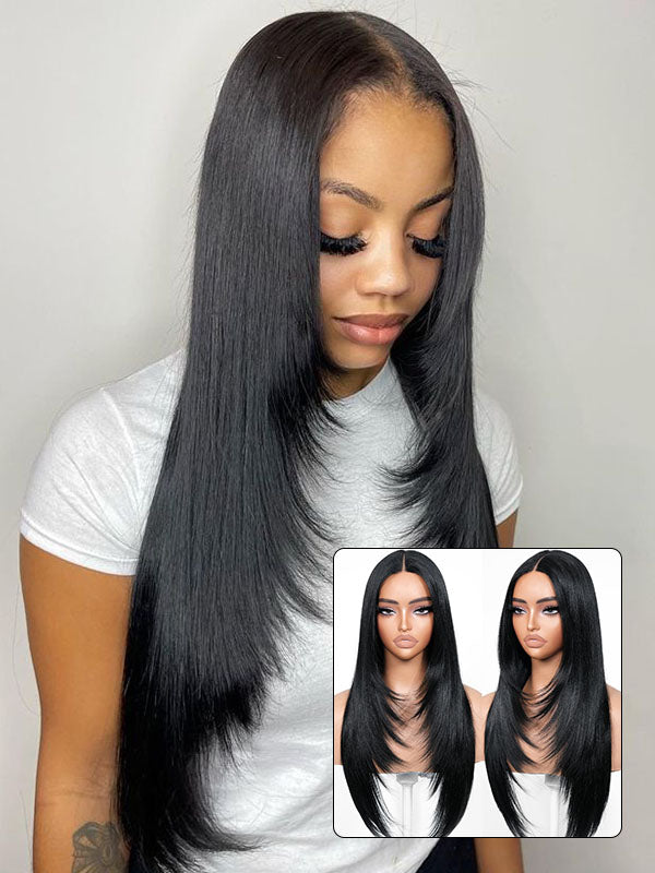 7x6 PreMax Wigs | Layered Cut Glueless Silky Straight 7x6 HD Lace Wig Pre-Everything Human Hair Wigs