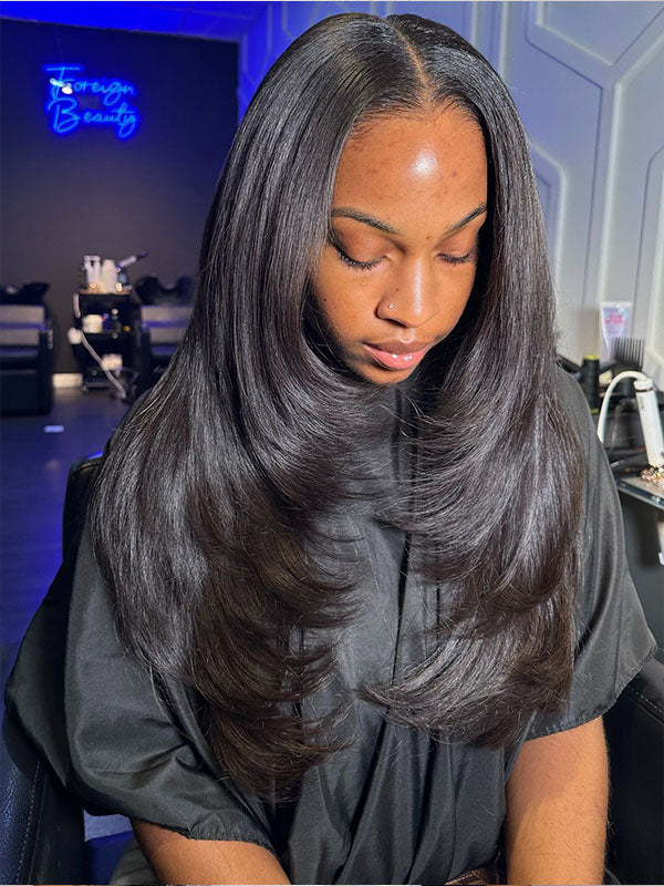 7x6 PreMax Wigs | Layered Cut Glueless Silky Straight 7x6 HD Lace Wig Pre-Everything Human Hair Wigs