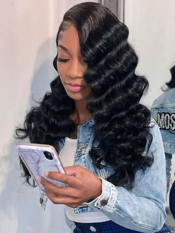 Loose Deep 13x4 HD Transparent Lace Front Wig 100% Virgin Human Hair