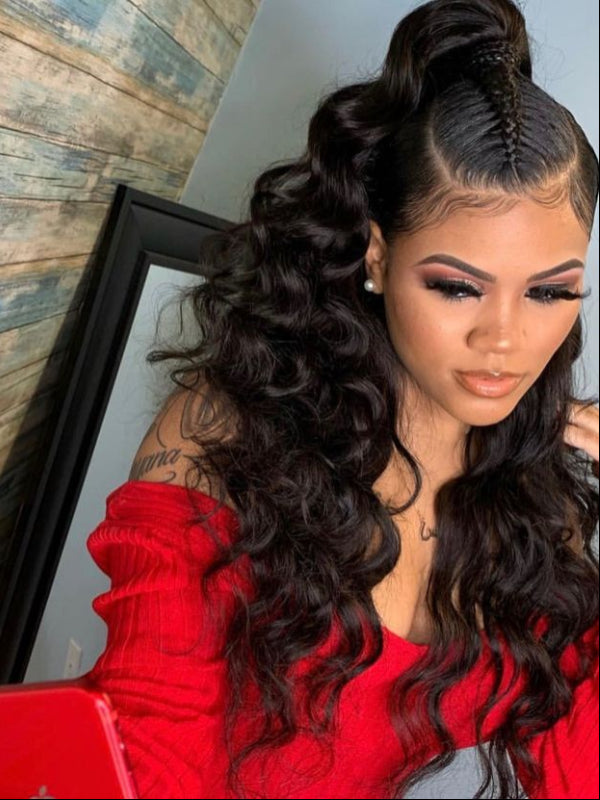 Loose Wave 360 HD Transparent Lace Front Wig Pre-plucked Human Hair Wig