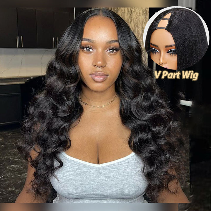 Loose Deep V Part Human Hair Wig
