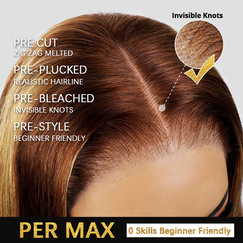 Wear & Go | Glueless P4/27 Highlight Body Wave 9x6 Lace Glueless Wig Pre Bleached Human Hair Wig