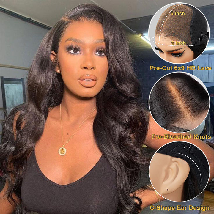 Clearance | Wear & Go Body Wave 9x6 Lace Wig Pre Bleached Human Hair Wig