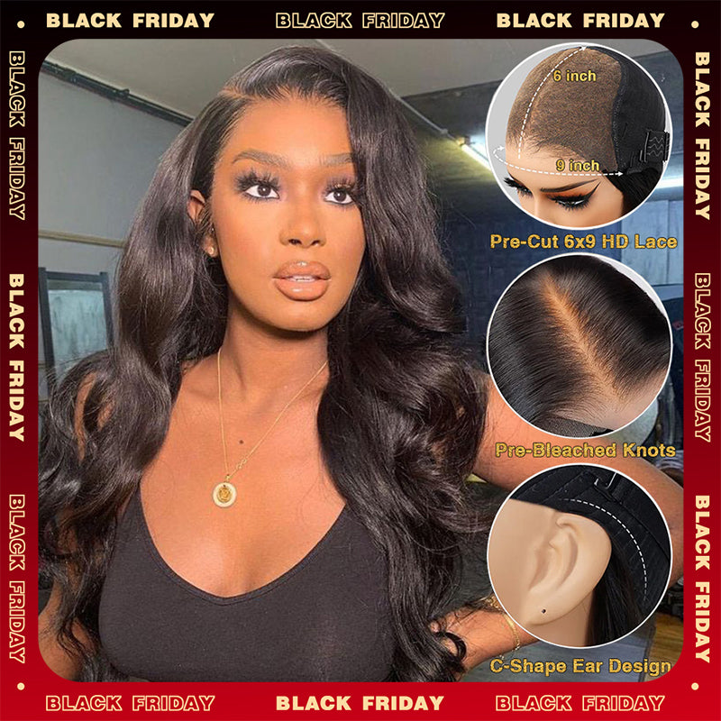 BF Sale | Wear & Go Body Wave 9x6 Lace Wig Pre Bleached Human Hair Wig