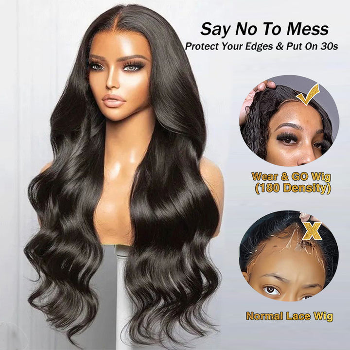 Wear & Go | Pre-Bleached Body Wave Glueless Invisible Lace Closure Dome Cap Wigs