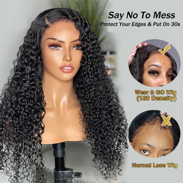 Wear & Go | Glueless Curly Wave Pre-bleached Lace Frontal Wig Dome Cap Wigs