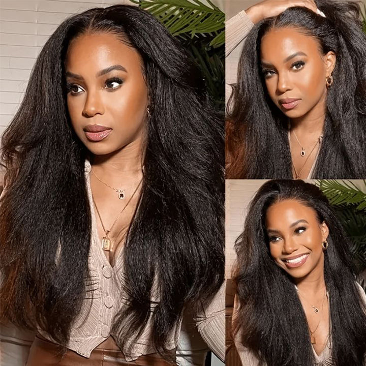 Wear & Go | Pre-Bleached Glueless Invisible Lace Wig 5x5/7x5/9x6 Kinky Straight Dome Cap Wigs