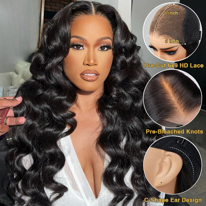 Wear & Go | Pre-Bleached Loose Deep Wave 9x6 Lace Glueless Wig Pre Bleached Human Hair Wig