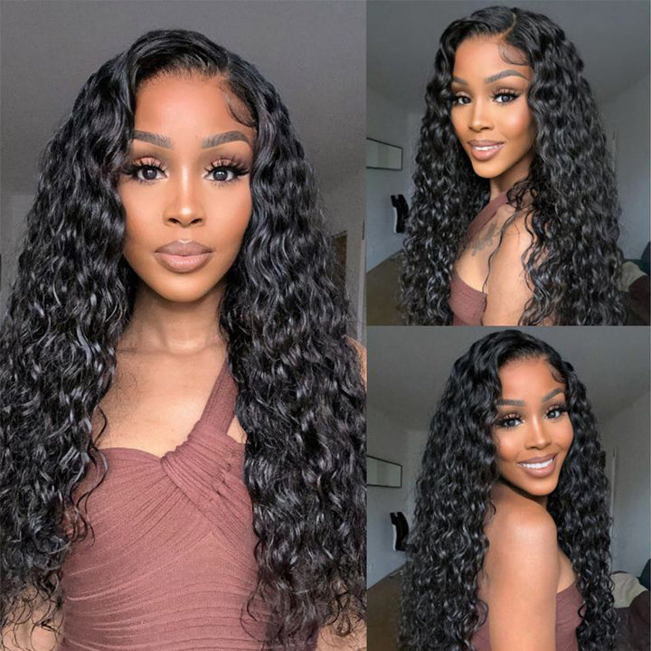 Wear & Go | Pre-Bleached Water Wave Glueless Invisible Lace Wig Dome Cap Wigs