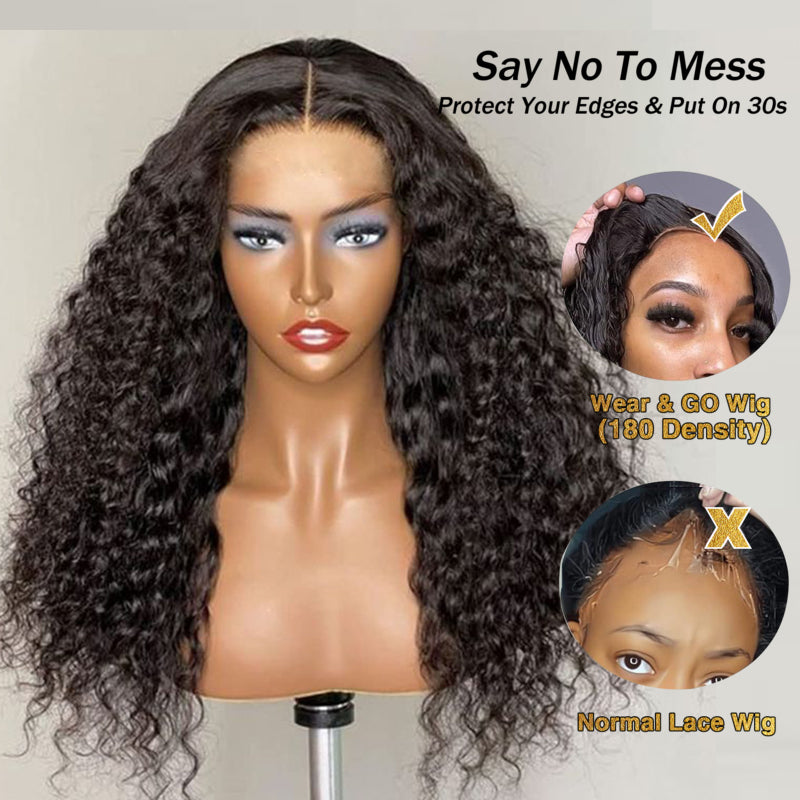 M-Cap Wear & Go Water Wave 9x6 Lace Glueless Wig Pre Bleached Human Hair Wig