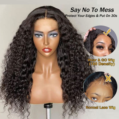 Wear & Go | Pre-Bleached Water Wave Glueless Invisible Lace Wig Dome Cap Wigs