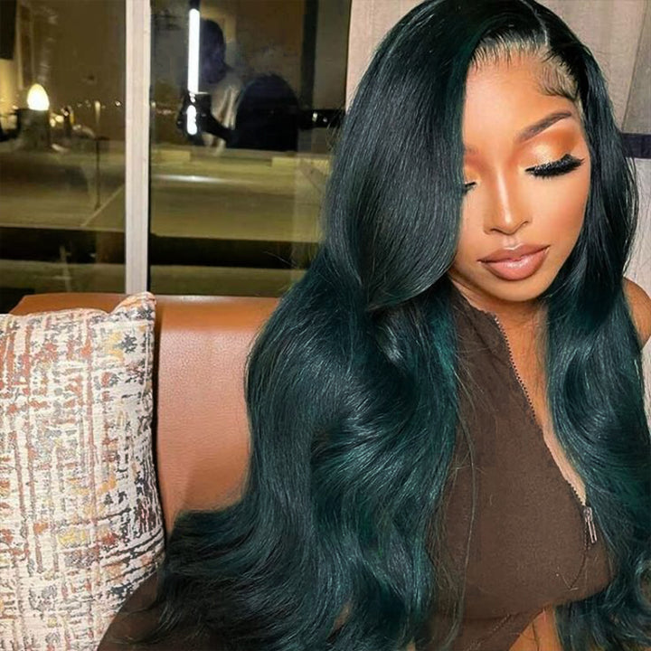 Midnight Dark Green 13x4/13x6 FULL Lace Frontal Wig Colored Human Hair Wigs