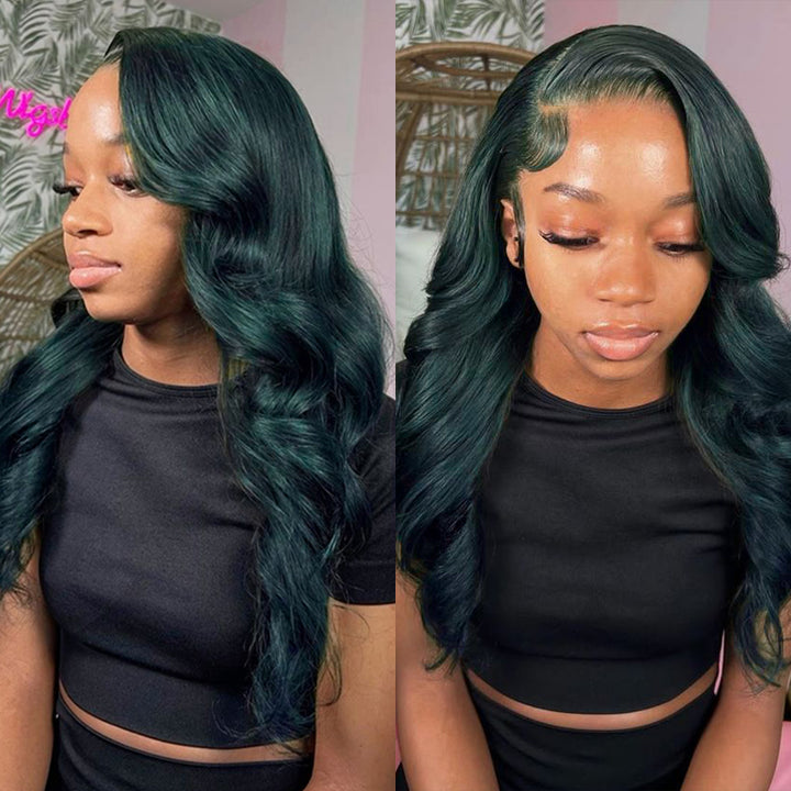 Midnight Dark Green 13x4/13x6 FULL Lace Frontal Wig Colored Human Hair Wigs