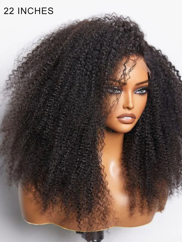 Glueless Mongolian Kinky Curly 4B/4C Wigs Wear & GO Afro Kinky Curly Lace Closure Wigs