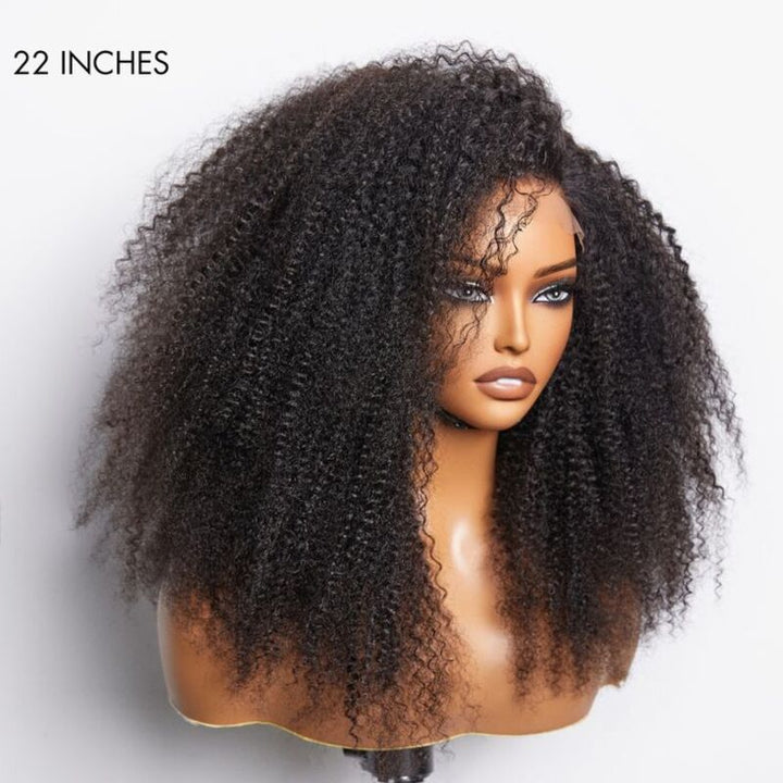 Glueless Mongolian Kinky Curly 4B/4C Wigs Wear & GO Afro Kinky Curly Lace Closure Wigs