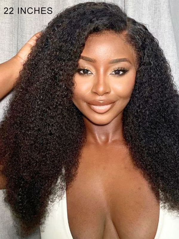 Glueless Mongolian Kinky Curly 4B/4C Wigs Wear & GO Afro Kinky Curly Lace Closure Wigs