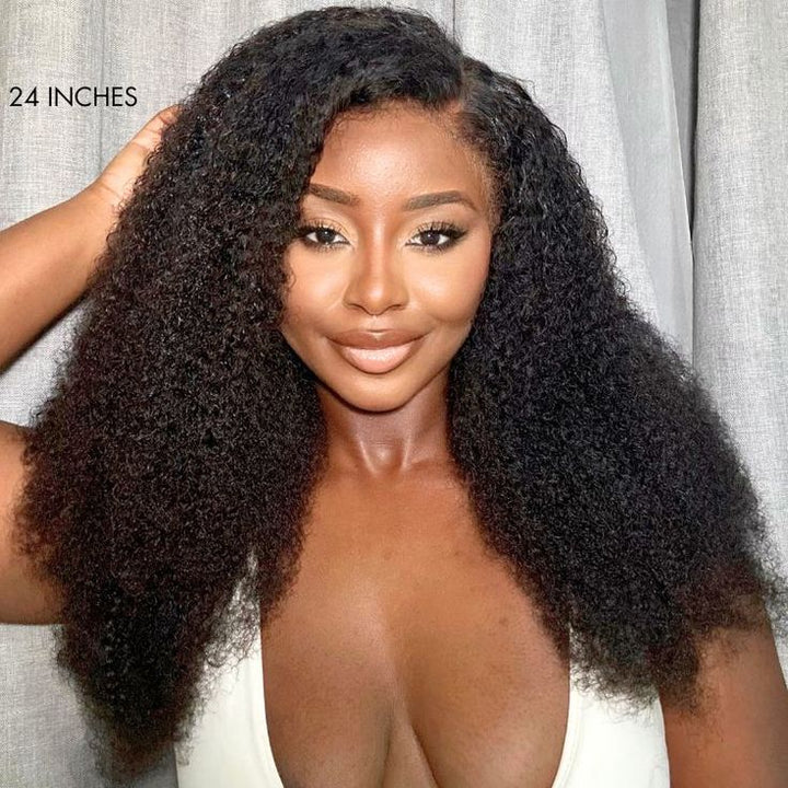 Glueless Mongolian Kinky Curly 4B/4C Wigs Wear & GO Afro Kinky Curly Lace Closure Wigs