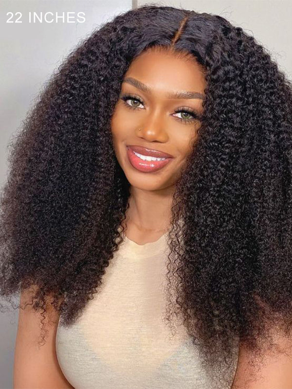 Glueless Mongolian Kinky Curly 4B/4C Wigs Wear & GO Afro Kinky Curly Lace Closure Wigs