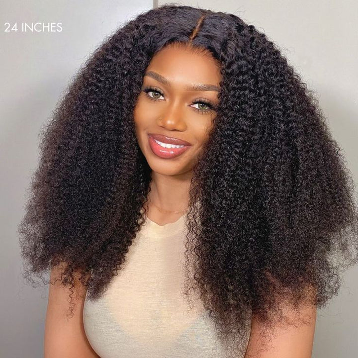 Glueless Mongolian Kinky Curly 4B/4C Wigs Wear & GO Afro Kinky Curly Lace Closure Wigs