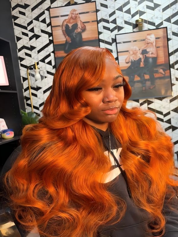 Orange Ginger Butterfly Layered Cut Loose Body 13x6 FULL Frontal Lace Human Hair Wigs