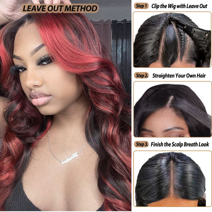 P1B/99J Balayage Highlight Wig Upgraded V Part Lace Wig No Leave Out Human Hair Wig