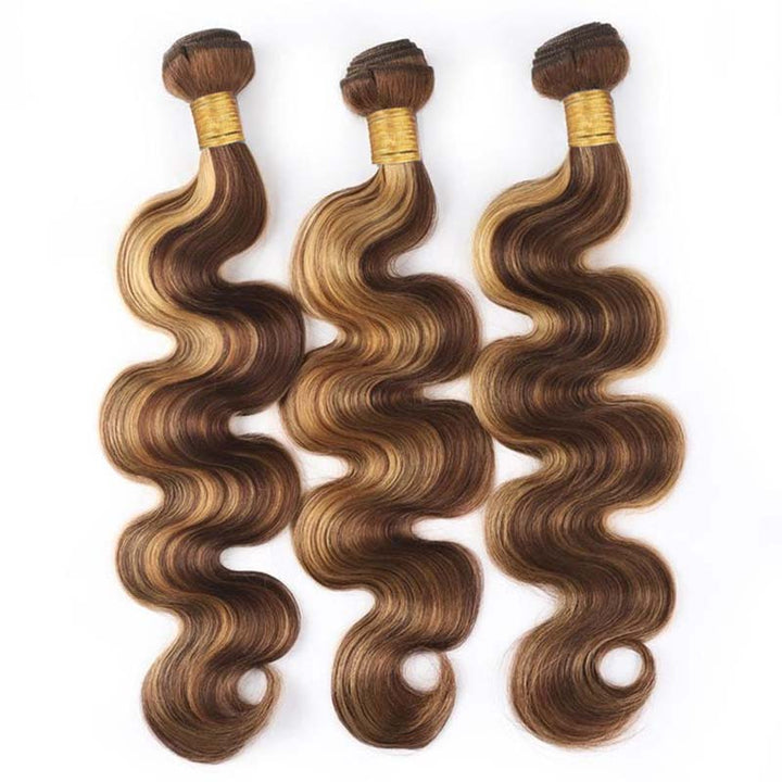 P4/27 Highlight Body Wave Bundles 100% Virgin Human Hair Weave