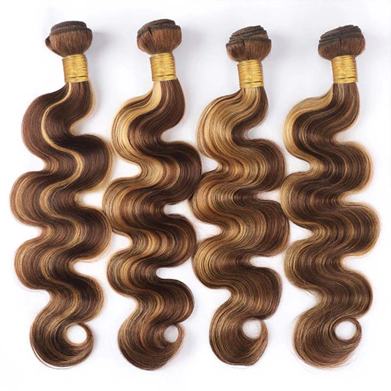 P4/27 Highlight Body Wave Bundles 100% Virgin Human Hair Weave