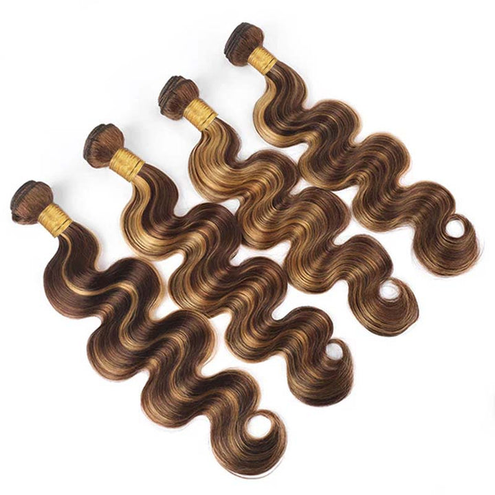 P4/27 Highlight Body Wave Bundles 100% Virgin Human Hair Weave